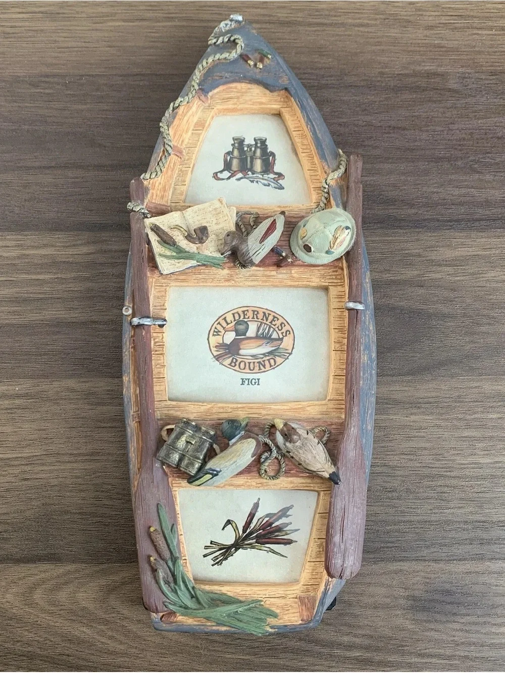 Wilderness Bound FIGI Duck Boat 3 Photo Frame Cabin Hunting Fishing Decor